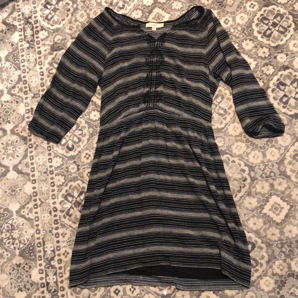 Loft dress size medium black and white striped women’s